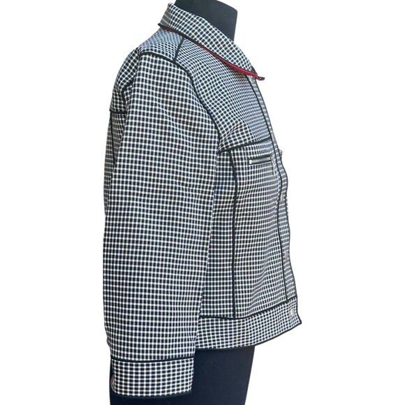 Women's Black & White Gingham Pattern Button-Down Jacket Poly Blend Size S-READ - Picture 3 of 15